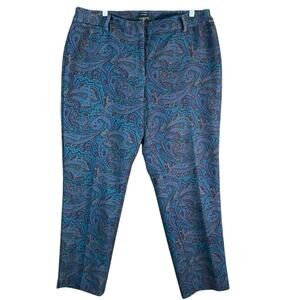 Talbots Womens Pants Blue Multicolor Paisley Hampshire Ankle Stretch 14W